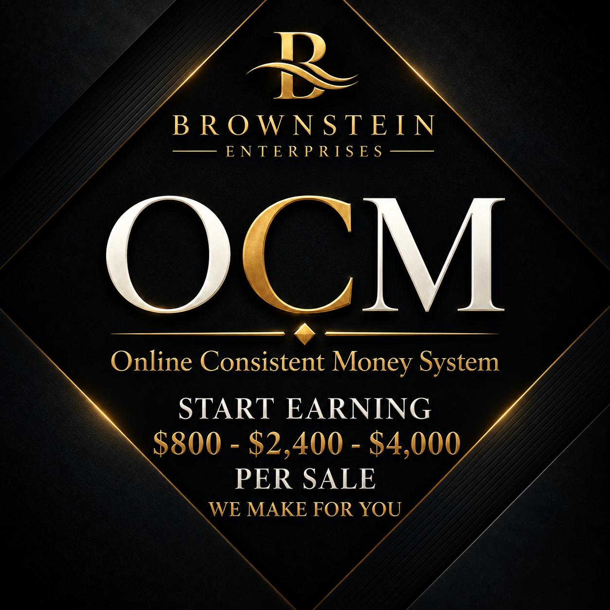 OCM — Online Consistent Money System: Start Earning $800, $2,400, or $4,000 Per Sale We Make For You